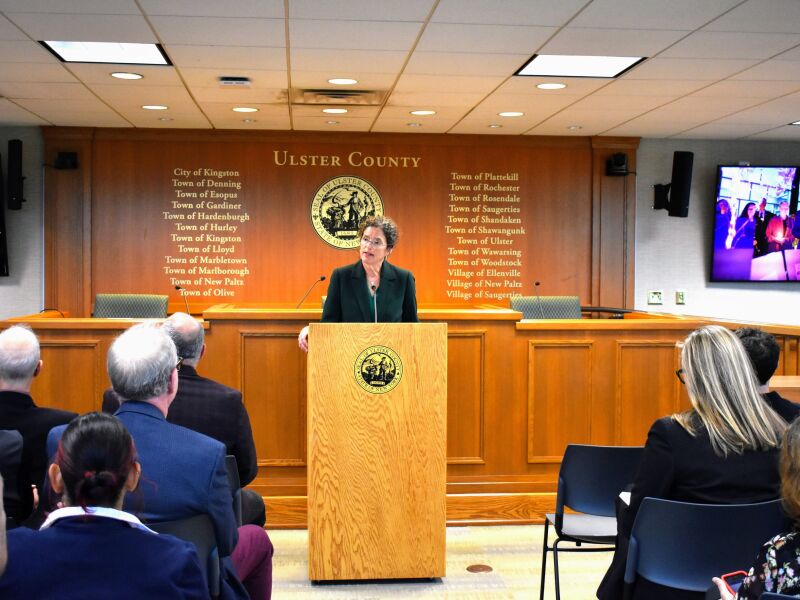 Jen Metzger presents the proposed 2027 Ulster County budget on Thursday.